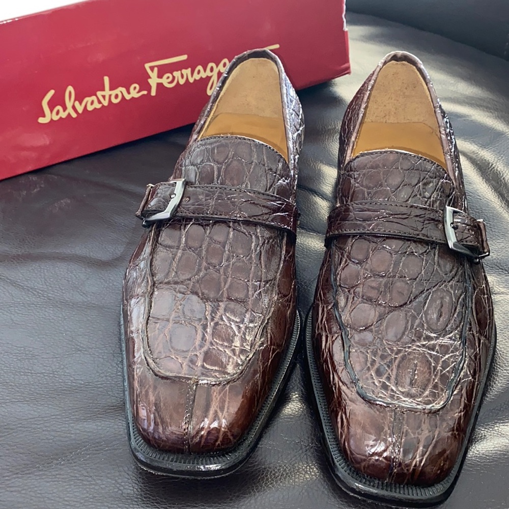 Salvatore Ferragamo Brown Alligator Men’s shoe